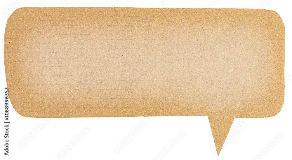 Fototapete blank brown cut out cardboard paper speech bubble with copy space for text on transparent png backgr