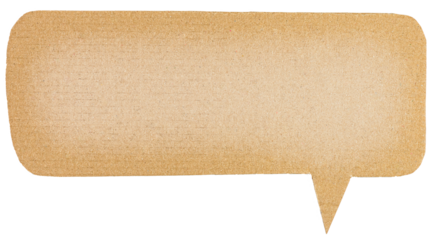 Blank brown cut out cardboard paper speech bubble with copy space for text on transparent png background design element
