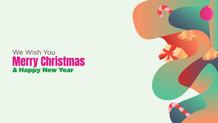 Editable Christmas Web Banner with Fluid Background and Gift Box Illustration. abstract fluid christmas background with gift box and ornamental vector illustration 
