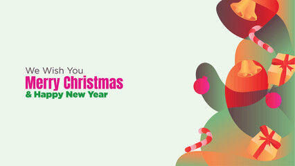 Christmas and New Year Editable Web Template with Abstract Fluid Background. abstract fluid christmas background with gift box and ornamental vector illustration 