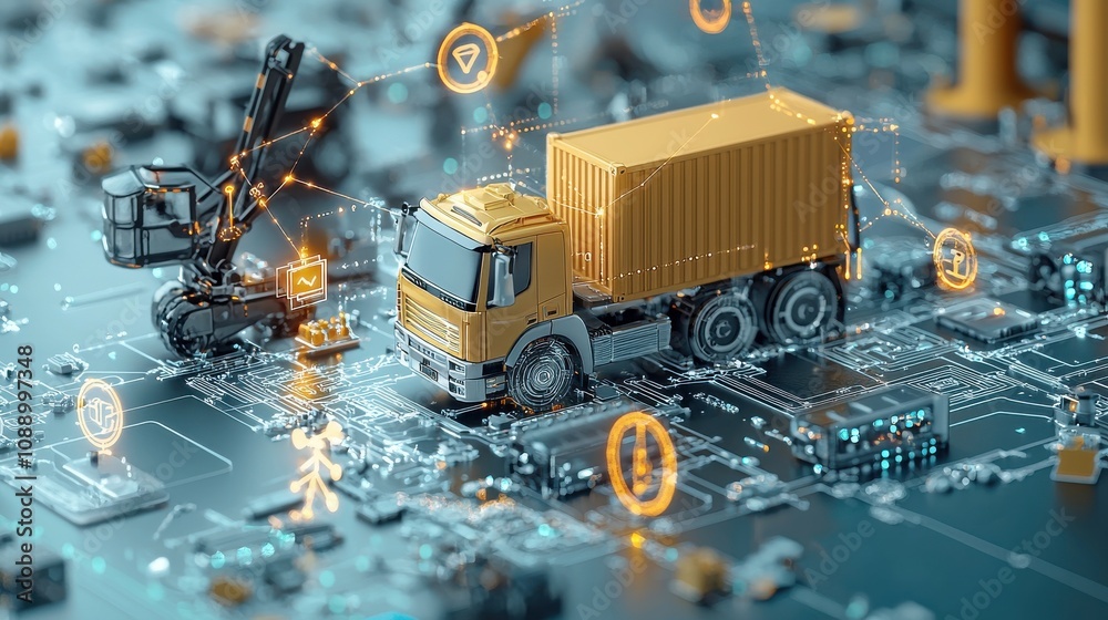 Leinwandbilder Optimizing futuristic supply chain visualization with interconnect standards in digital environments for enhanced efficiency