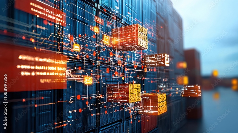 Leinwandbilder Revolutionizing supply chain management futuristic visualization techniques using interconnected standards in global logistics environments