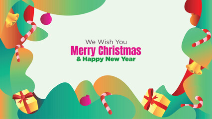 Christmas and New Year Editable Web Template with Abstract Fluid Background. abstract fluid christmas background with gift box and ornamental vector illustration 