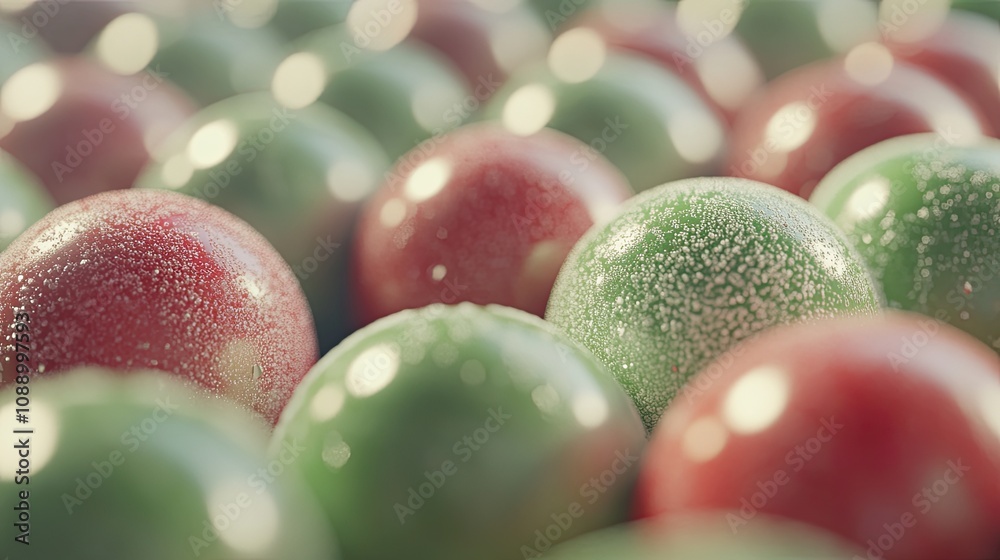 Poster red and green glossy spheres background image