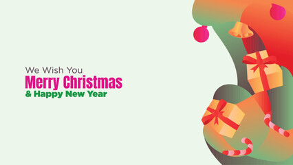 Christmas and New Year Editable Web Template with Abstract Fluid Background. abstract fluid christmas background with gift box and ornamental vector illustration 