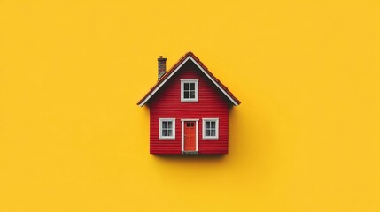 Small Red House Model on Solid Surface