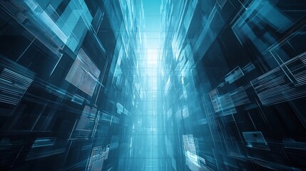 Futuristic Glass Skyscraper Representing Corporate Digital Transformation and Innovation