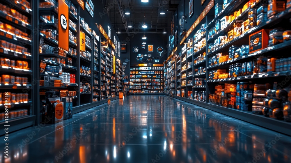 Fototapete implementing blockchain-certified product tags on retail shelves to enhance transparency and trust i