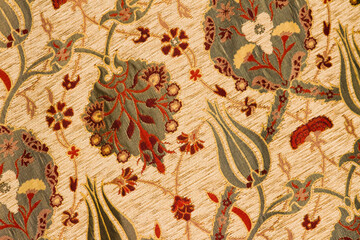 Traditional Turkish Tulip and Carnation Patterned Turkish Carpet,background