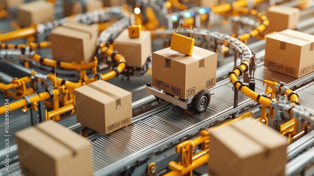 Leinwandbilder efficient shipment processing conveyor belt systems for standardized box handling in industrial ware