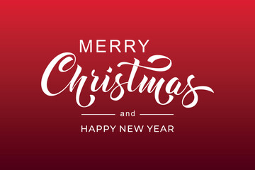 Merry Christmas and Happy New Year hand lettering calligraphy. Vector holiday illustration element. Typographic element for congratulations.
