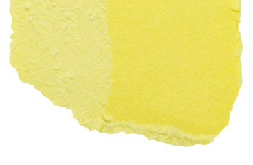 Isolated cut out torn piece of blank yellow paper note cardboard with texture and copy space for text, transparent png background design element
