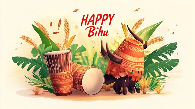 Happy Bihu- Religious holiday festival of Assamese New Year.