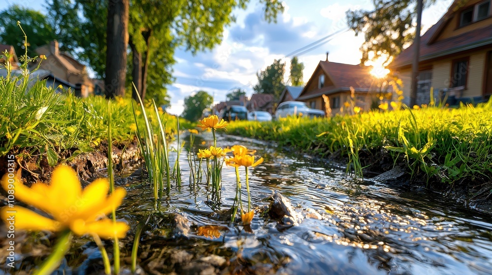 Poster implementing sustainable stormwater management standards in urban neighborhoods strategies and benef