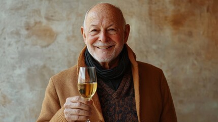A retiree beams with champagne, celebrating their retirement with loved ones