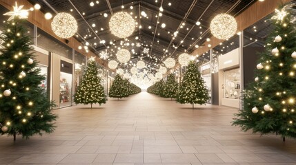 Fototapeta premium Christmas eve shopping scene with luxury stores offering exclusive gifts high-end decor