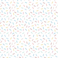 Donut, sweet confetti background. Sweet cake, donut confetti texture, seamless pattern. Colorful candy topping seamless background wallpaper. Vector illustration