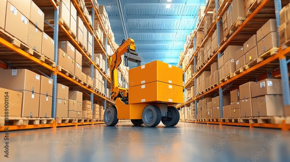Leinwandbilder enhancing efficiency warehouse robots managing blockchain-tracked goods in modern logistics environm
