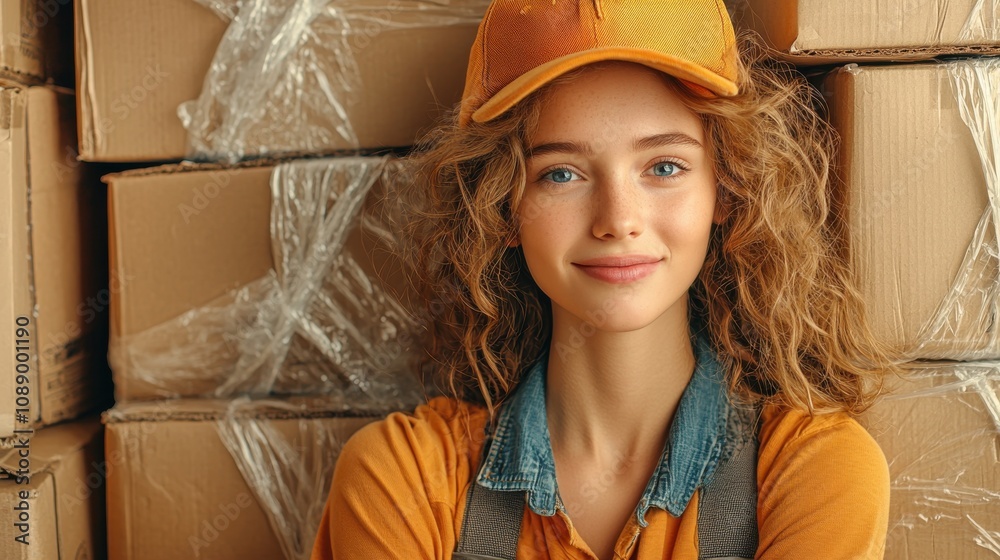 Poster Warehouse worker utilizing blockchain-integrated software standards for enhanced inventory management efficiency in logistics centers