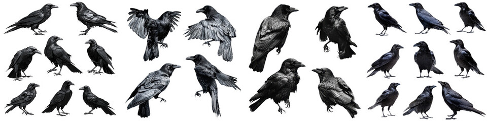 Fototapeta premium A collection of various birds, showcasing different poses and angles, emphasizing their features and details.