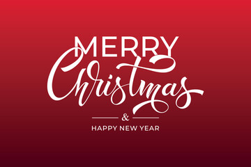 Merry Christmas and Happy New Year hand lettering calligraphy. Vector holiday illustration element. Typographic element for congratulations.