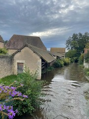 house on the river bank : french countryside