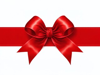 Red satin bow on a ribbon, perfect for gift wrapping during celebrations and special occasions