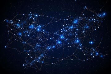 Fototapeta premium Cosmic Network: A mesmerizing abstract artwork depicting global connections and the intricate web of communication in our digital age. A stellar visualization of data flow and network structure.
