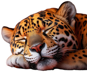 Obraz premium Peaceful Jaguar Resting Eyes Closed
