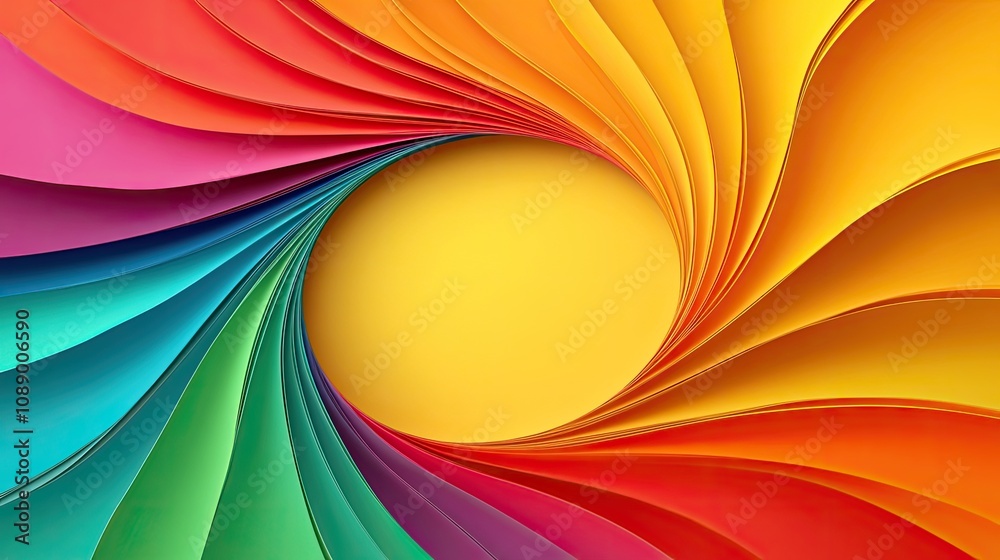 Poster colorful paper swirls create a vibrant abstract design