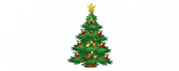 Obraz premium Beautifully decorated Christmas tree with ornaments and a star at the top symbolizing holiday spirit and joy