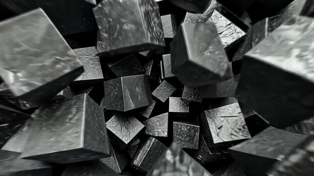 Abstract Construction Material Pile of grey Cubes and Blocks