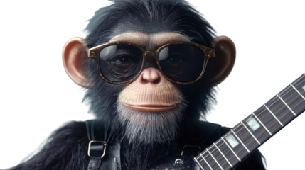 Cool Chimpanzee Musician Playing Guitar