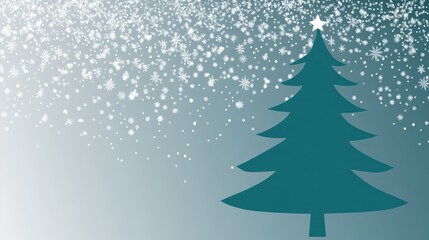 Fototapeta premium Festive Christmas Tree with Sparkling Snowflakes Background
