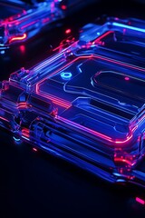 Neon Glow Abstract Background with Blue and Pink Light Reflections for Technology and Futuristic Design Projects
