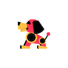 Robotic Dog In Flat Vector Illustration Symbolizing Modern Technology, Artificial Intelligence, And Futuristic Innovations, Isolated On White Background