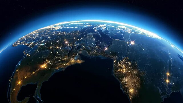 Planet Earth illuminated from space at night