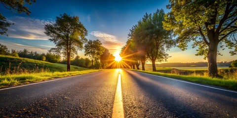A close-up view of a sunlit road, capturing the beauty of a serene outdoor scene.
