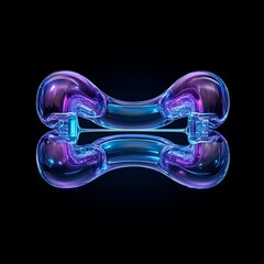 Stylish and Vibrant Abstract Object Featuring Smooth Curves and Reflections in Blue and Purple Colors Against a Dark Background