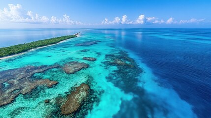 Aerial View of a Tropical Island with Turquoise Waters