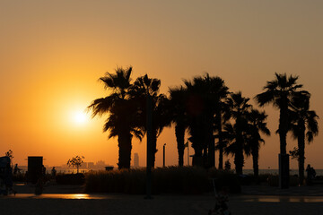 Kite beach sunset on Dubai beach 