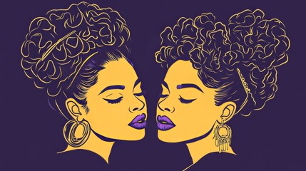 Twin Flame Connection, Neon Portrait with Gemini Energy and a Duality Illustration Concept