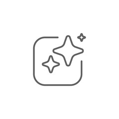 Ai generated icon. Simple outline style. AI star and square, artificial intelligence, computer help assistant, technology concept. Thin line symbol. Vector illustration isolated. Editable stroke.