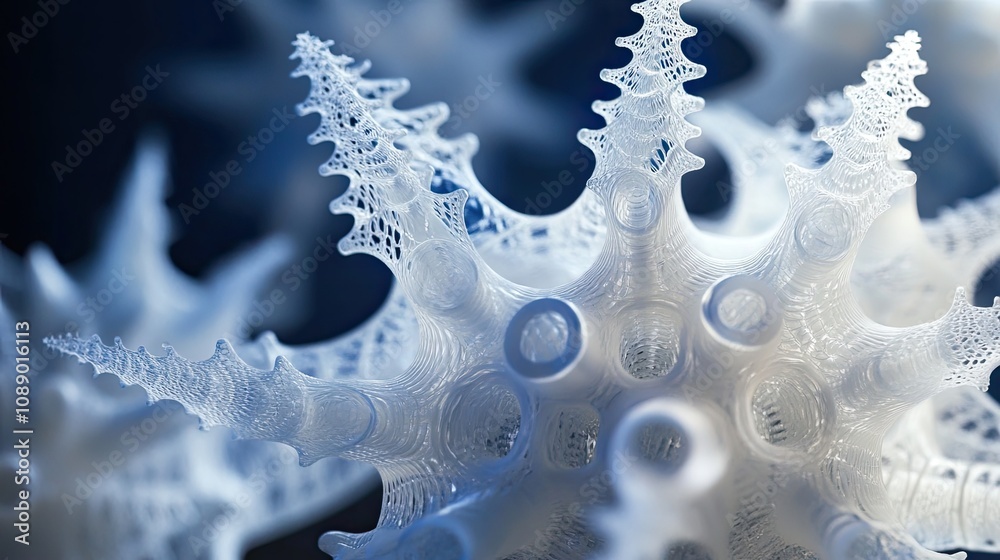 Poster Intricate White Three Dimensional Structure Design