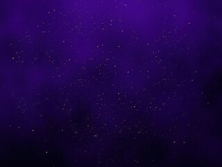 Naklejka premium A deep, dark purple background with a scattering of gold dust particles, imbuing the atmosphere with an air of mystery, golden glow, mystical, mystical landscape