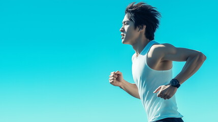 男性が全力疾走している画像