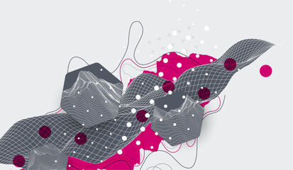 Abstract art background. Modern science or technology art elements. Surface illustration. Hand made vector.