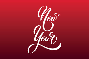 Happy New Year hand lettering calligraphy. Vector holiday illustration element. Typographic element for banner, poster, congratulations.