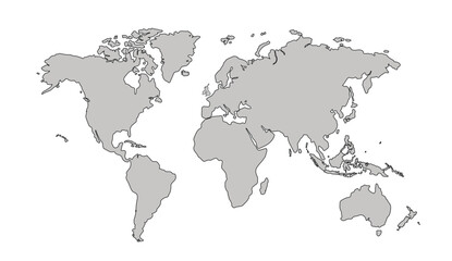 Flat vector world map with clear country.