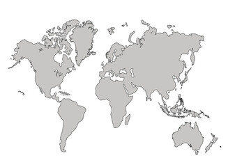 Flat vector world map with clear country.